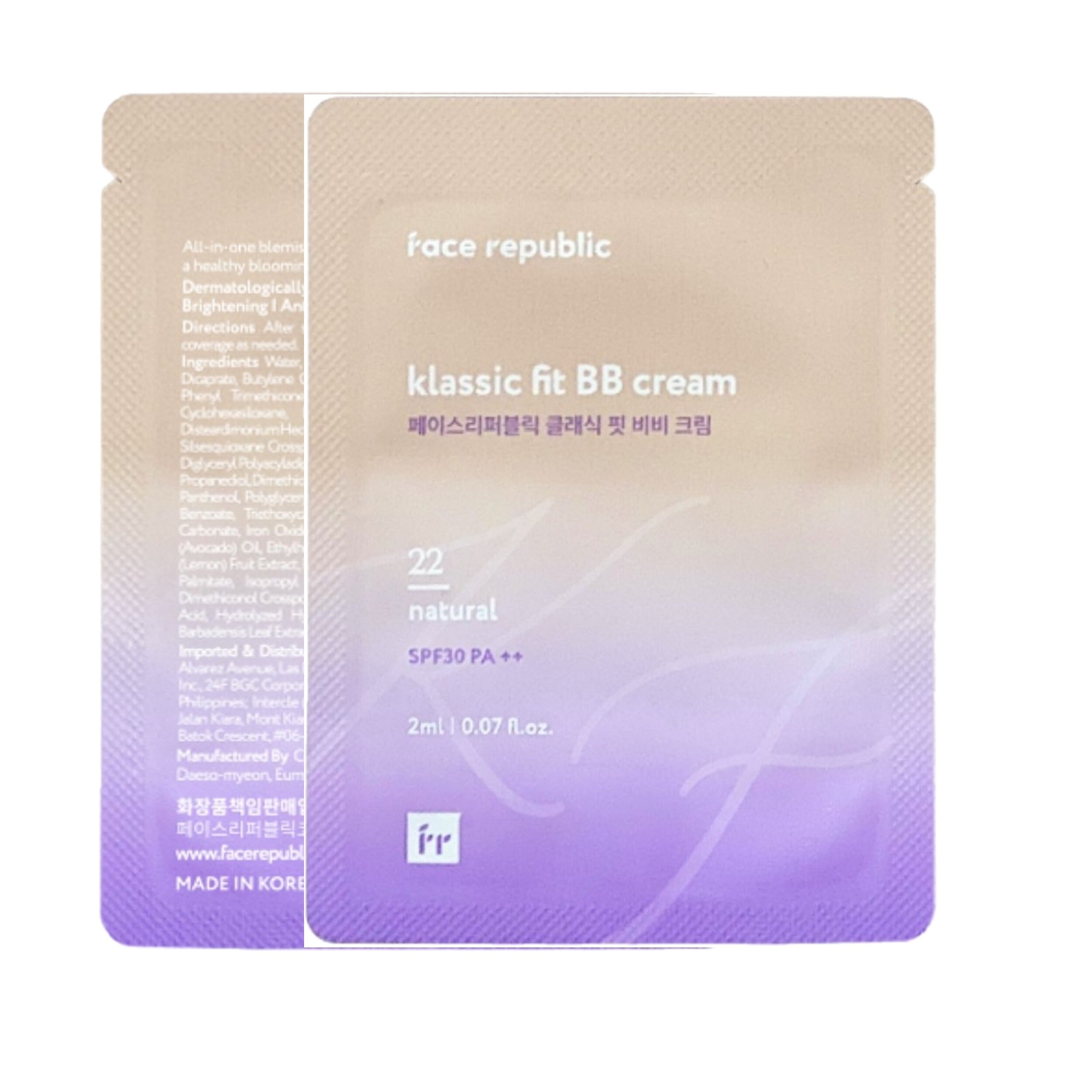 Klassic Fit BB Cream 22 Natural 2ml Sachet