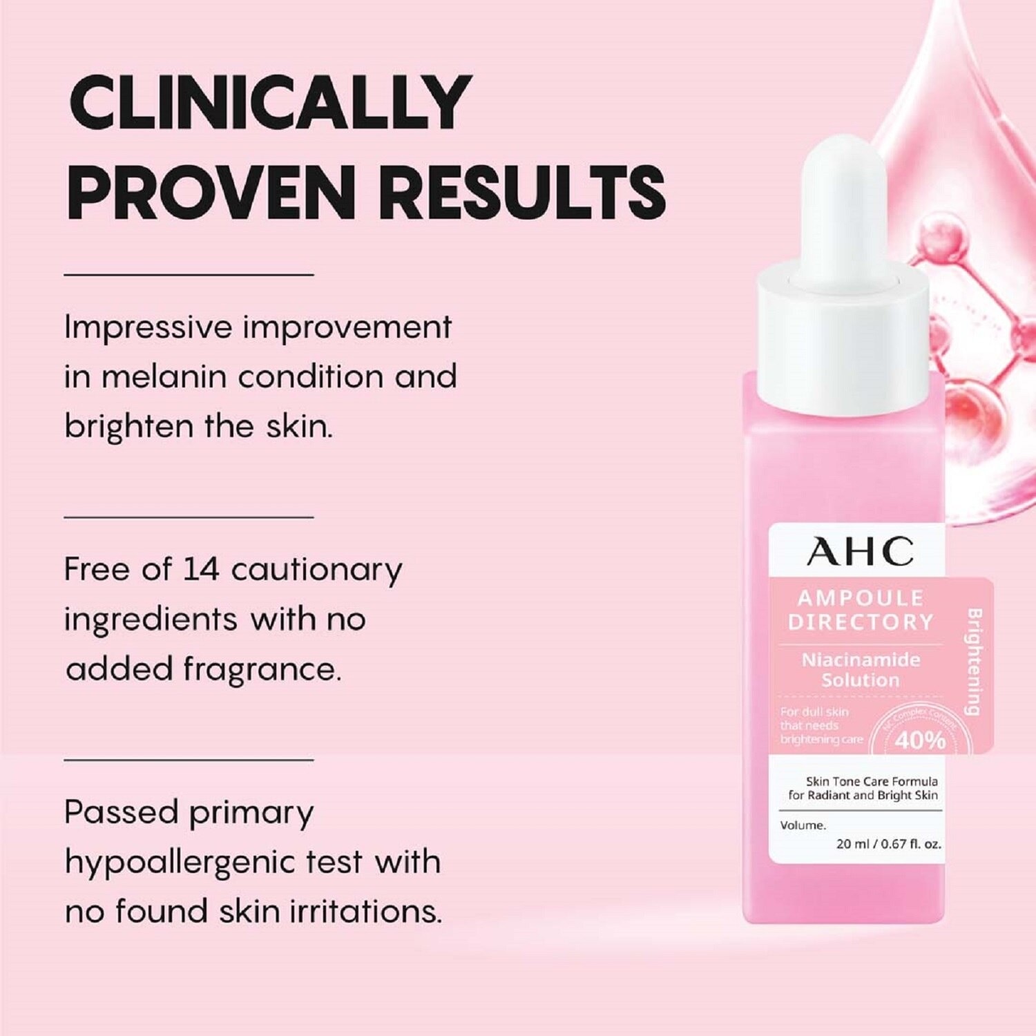 Ampoule Directory Niacinamide Solution Brightening Skin Tone Care Formula 20ML