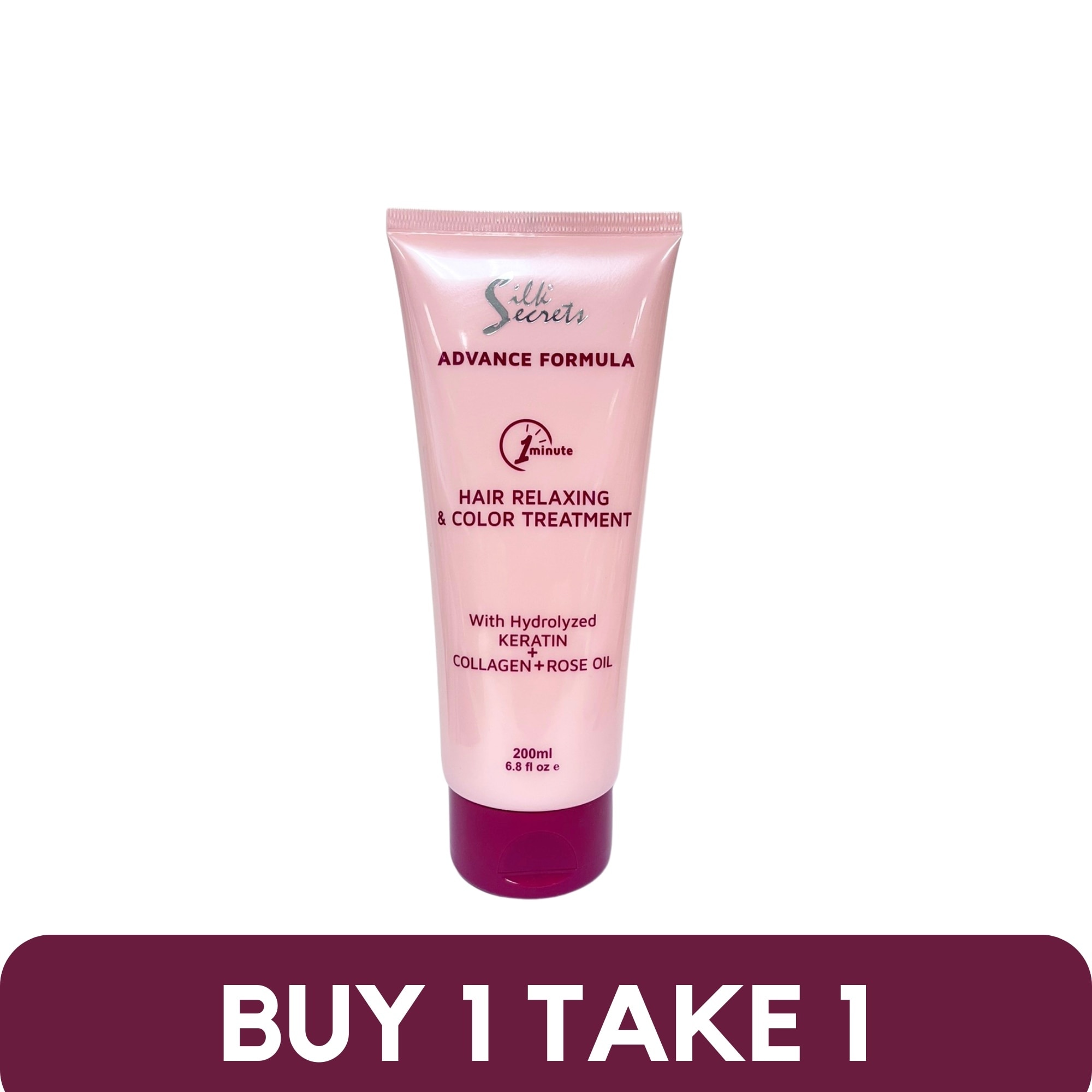 SILK SECRETS Hair Relaxing & Color Treatment with Hydrolyzed Keratin + Collagen and Rose Oil 200ml Buy 1 Take 1