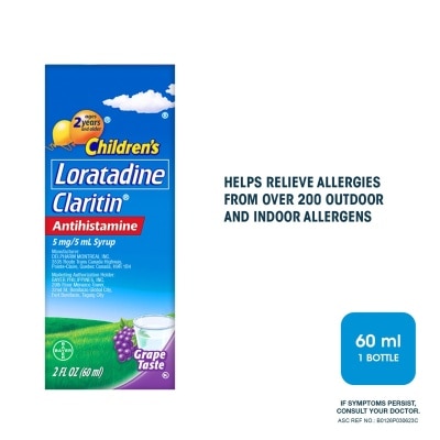 CLARITIN Loratadine for Children - Grape Syrup 5mg / 5ml 60ml