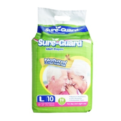 SURE GUARD Adult Diapers Large 10s