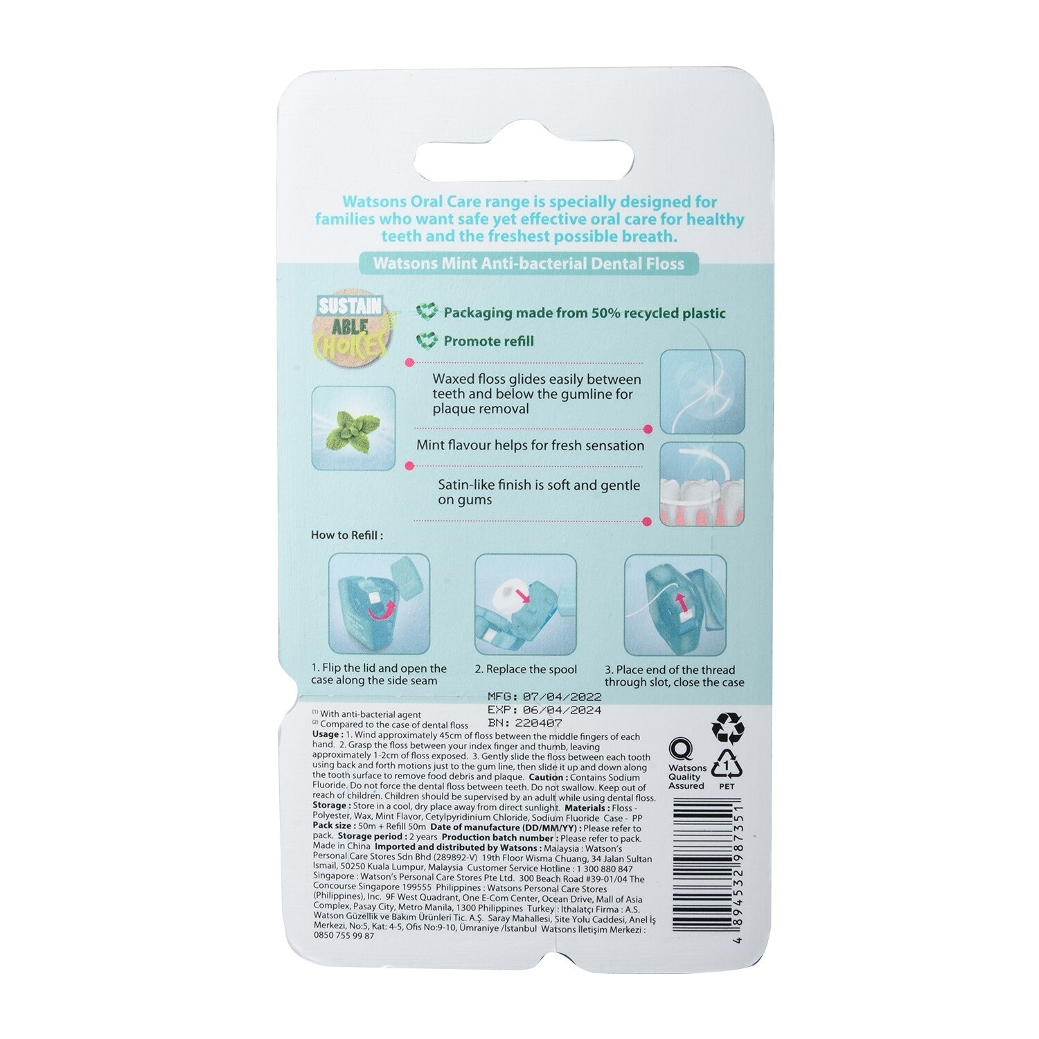 Love My Smile Dental Floss with Refill 50m - Mint