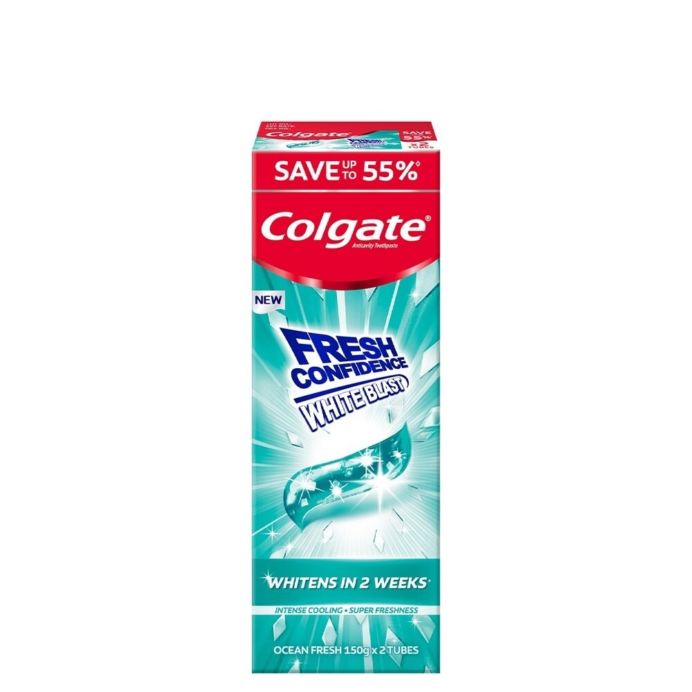 COLGATE Fresh Confidence White Blast Ocean Fresh Toothpaste 150g Twin