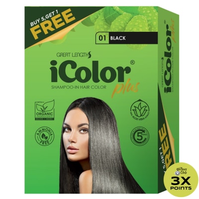 ICOLOR Plus Shampoo-In Hair Color Black 25ml 5+1 FREE
