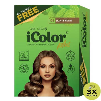 ICOLOR Plus Shampoo-In Hair Color Light Brown 30ml 5+1 FREE