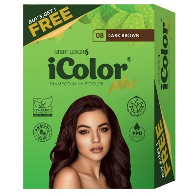 ICOLOR Plus Shampoo-In Hair Color Dark Brown 30ml 5+1 FREE