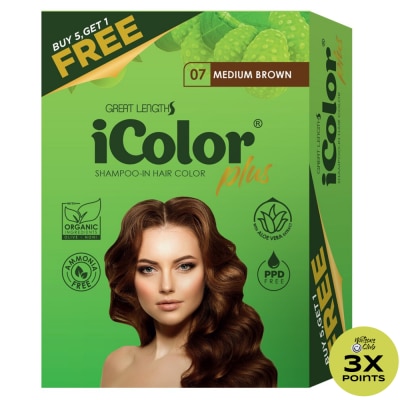 ICOLOR Plus Shampoo-In Hair Color Medium Brown 30ml 5+1 FREE
