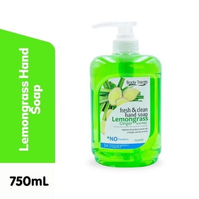 BODY TREATS Fresh and Clean Hand Soap Lemongrass Ginger Scented 750ml