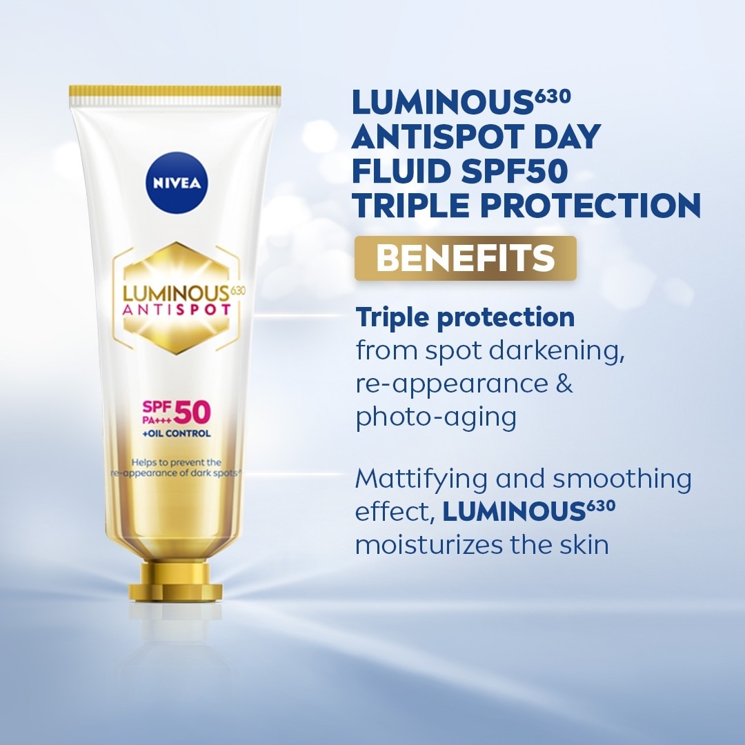 NIVEA Face Care LUMINOUS 630 SPOTCLEAR Sun Protect SPF 50 PA+++ for prevention of sun damage including sun induced dark spots 40ml