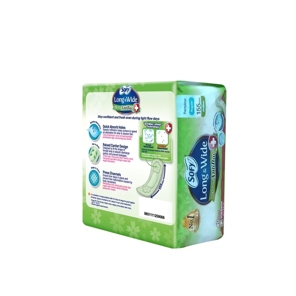 SOFY AntiBac Pantyliner 15.5cm - 40 pads