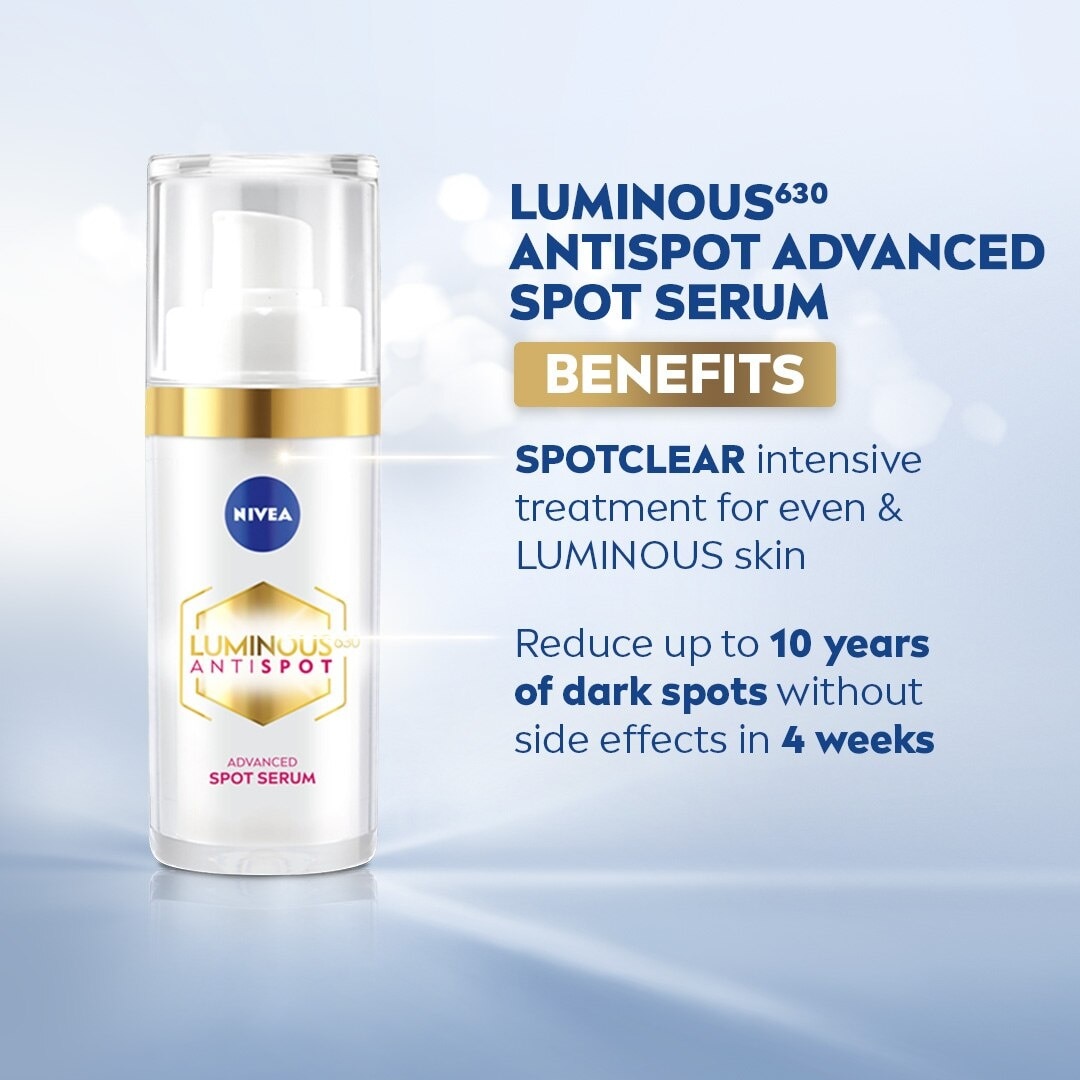 NIVEA Face Care LUMINOUS 630 SPOTCLEAR Value Set Serum 30ml + Sun Protect SPF50 with hyaluronic acid 40ml