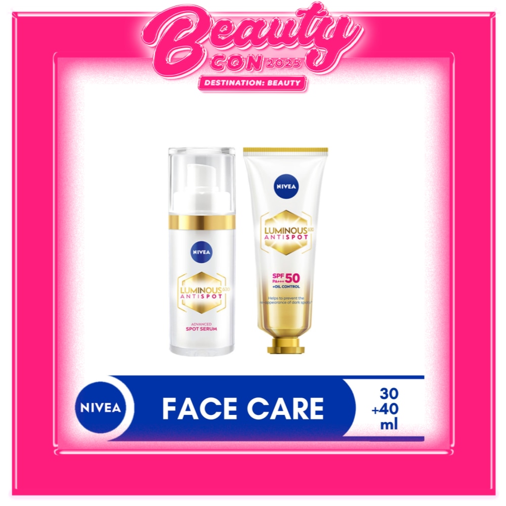 NIVEA Face Care LUMINOUS 630 SPOTCLEAR Value Set Serum 30ml + Sun Protect SPF50 with hyaluronic acid 40ml