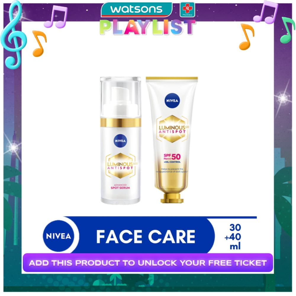 NIVEA Face Care LUMINOUS 630 SPOTCLEAR Value Set Serum 30ml + Sun Protect SPF50 with hyaluronic acid 40ml
