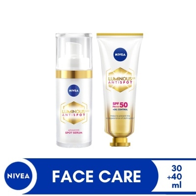 NIVEA NIVEA Face Care LUMINOUS 630 SPOTCLEAR Value Set Serum 30ml + Sun Protect SPF50 with hyaluronic acid 40ml