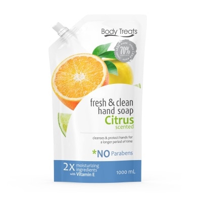 BODY TREATS Fresh & Clean Hand Soap Citrus Scented Refill 1000ml