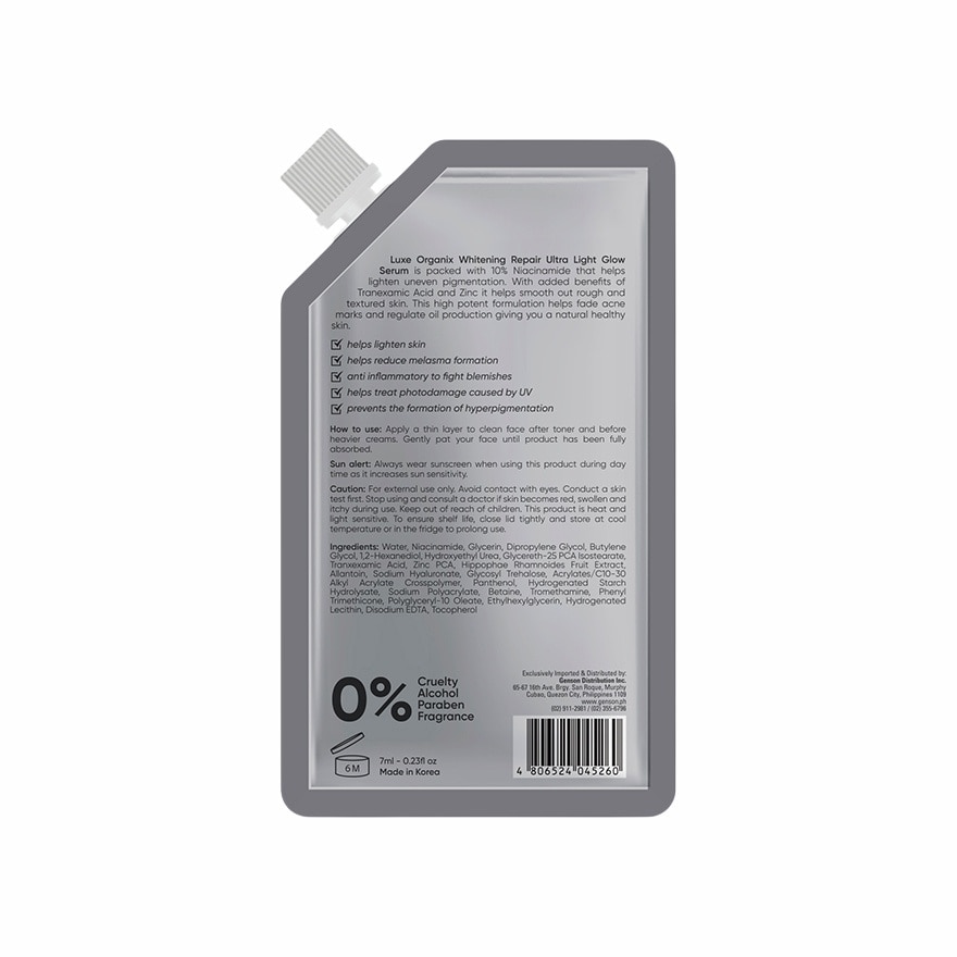 LUXE ORGANIX Whitening repair Serum Niacinamide 10% Sachet 7ml