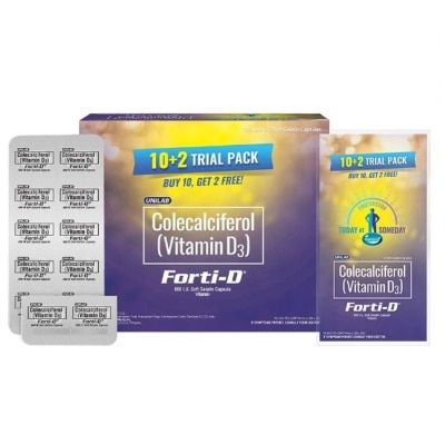 FORTI D Colecalciferol (Vitamin D3) 10 plus 2 Capsules Promo Pack