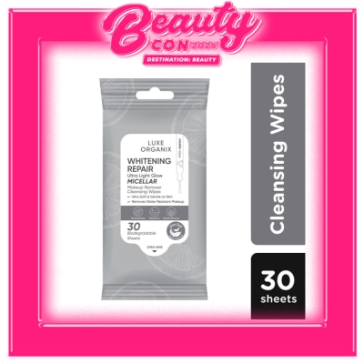 LUXE ORGANIX LUXE ORGANIX Whitening Repair Ultra Light Glow Micellar Makeup Remover Cleansing Wipes 30s