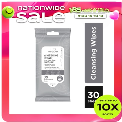 LUXE ORGANIX - LUXE ORGANIX Whitening Repair Ultra Light Glow Micellar Makeup Remover Cleansing Wipes 30s