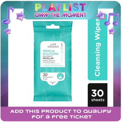 LUXE ORGANIX - LUXE ORGANIX Miracle Solutions Acne Derm+Micellar Make Up Remover Cleansing Wipes 30s