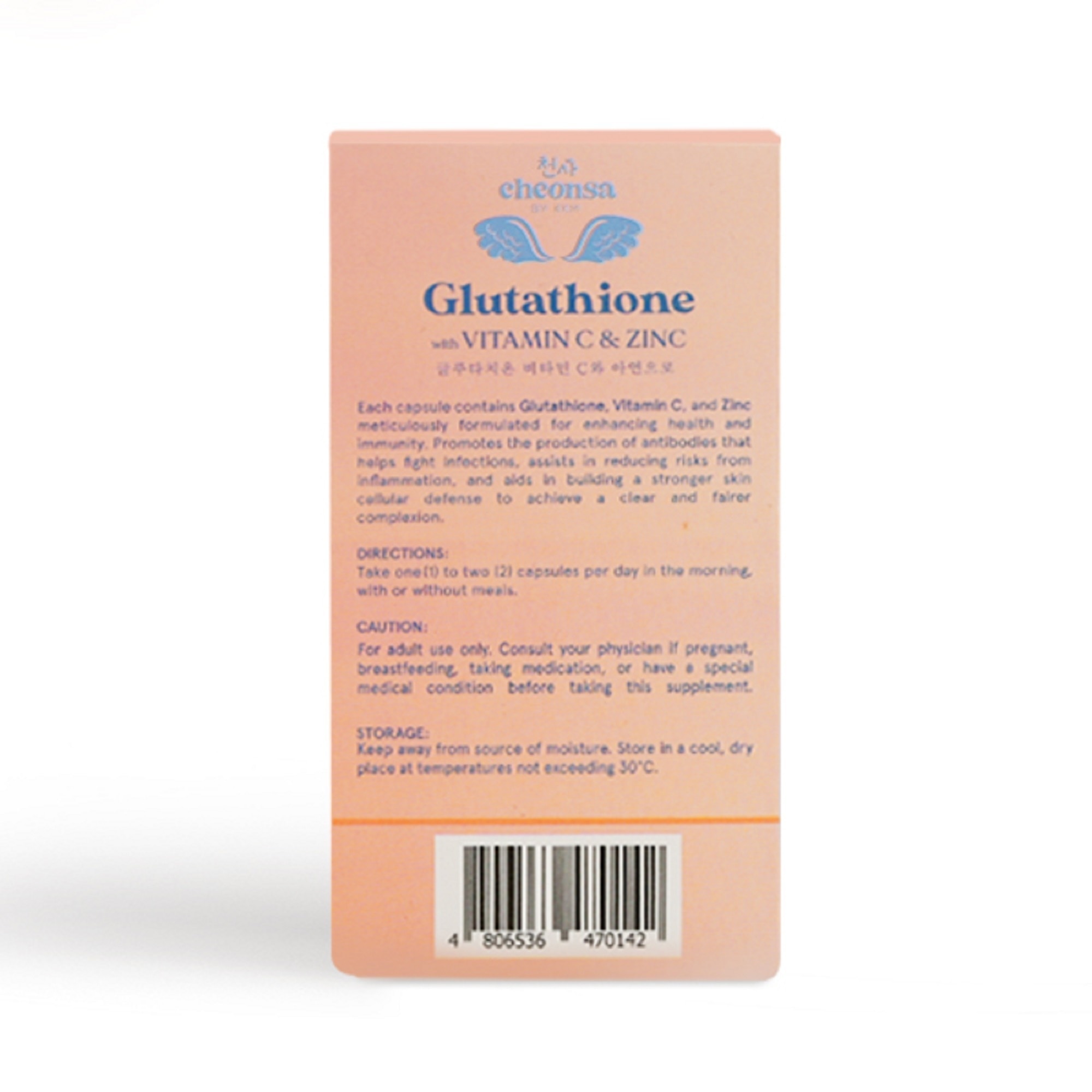 Glutathione with Vitamin C + Zinc 500mg x 60 Capsules