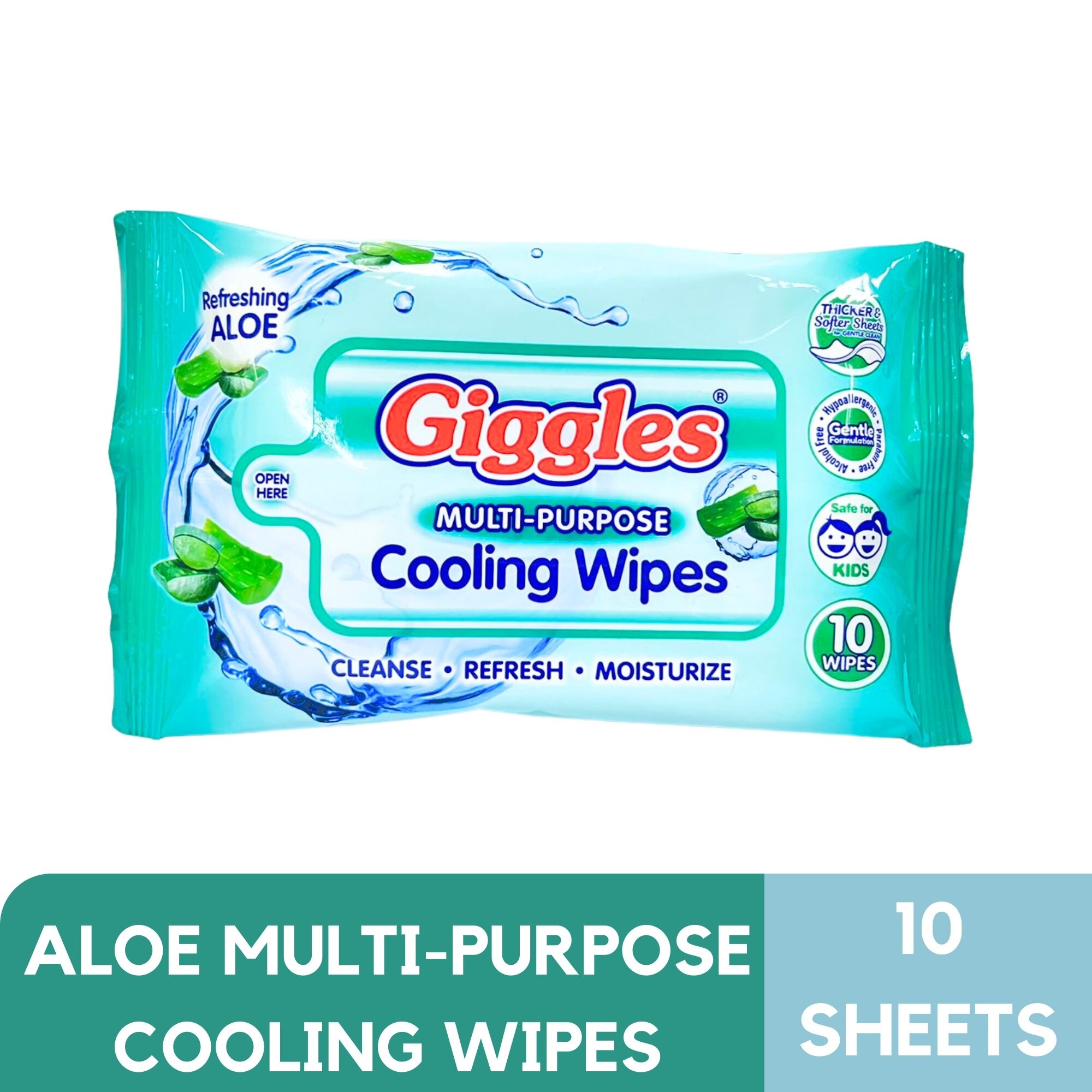 GIGGLES Multi-purpose Cooling Wipes Refreshing Aloe 10W