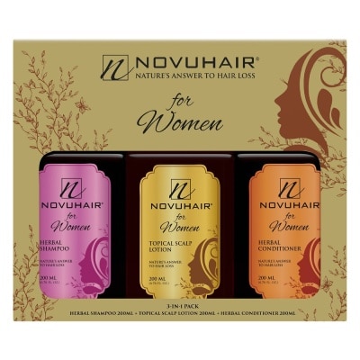 NOVUHAIR For Women 3-in-1 Topical Scalp Lotion, Herbal Shampoo and Conditioner 200ml