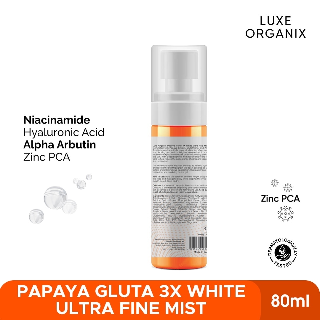 LUXE ORGANIX Papaya Gluta 3X White Ultra Fine Mist 80ml