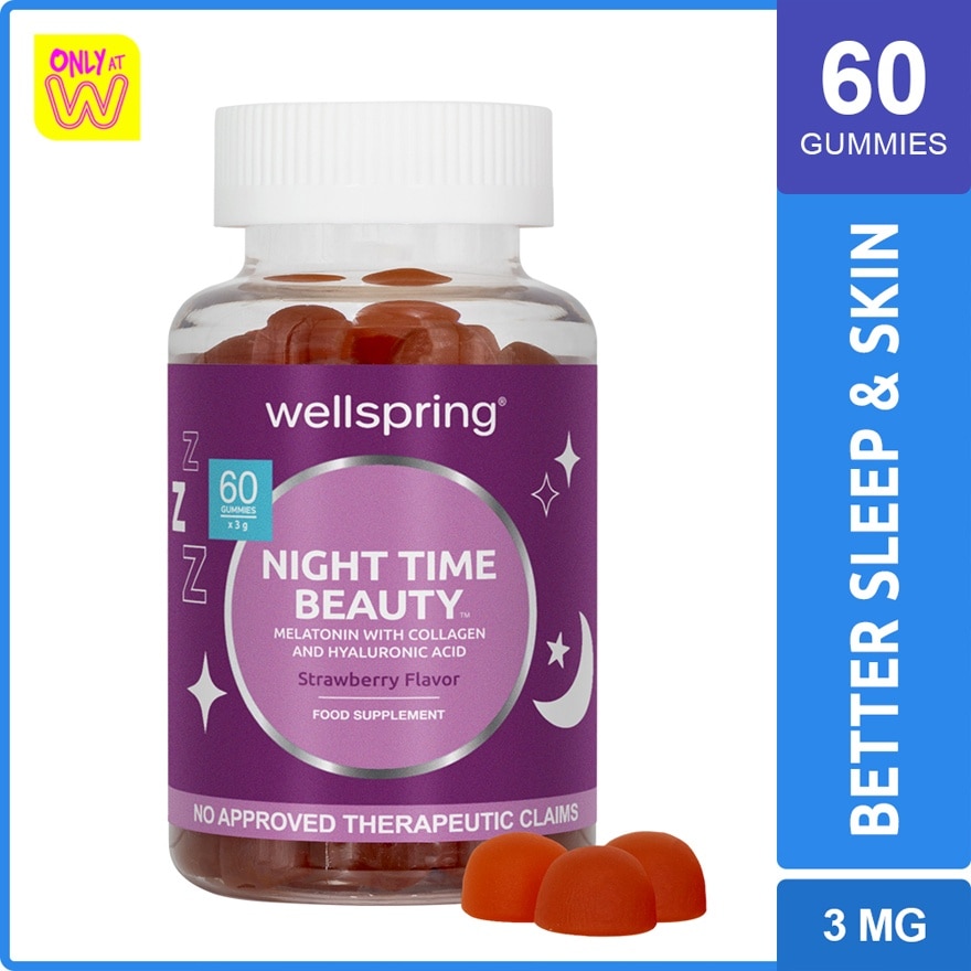 WELLSPRING Night Beauty Melatonin Strawberry Flavor 60 Gummies 180g