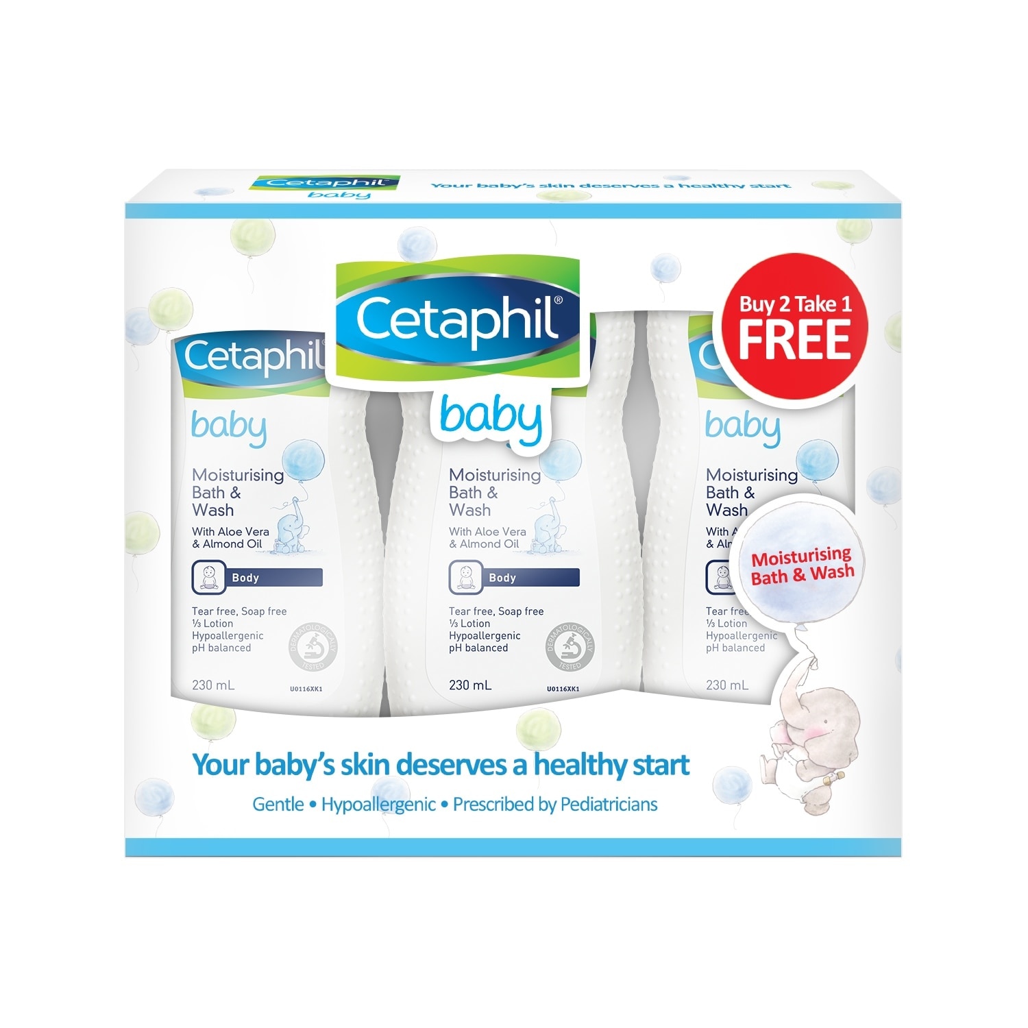 CETAPHIL BABY Moisturizing Bath & Wash Buy 2 Take 1 230ml Promo Pack