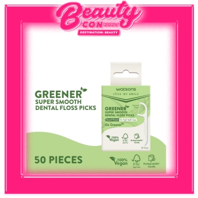 WATSONS WATSONS Love My Smile Greener Super Smooth Dental Floss Picks Round Thread For Tight Teeth Gap 50s