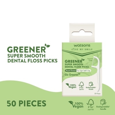 WATSONS WATSONS Love My Smile Greener Super Smooth Dental Floss Picks Round Thread For Tight Teeth Gap 50s