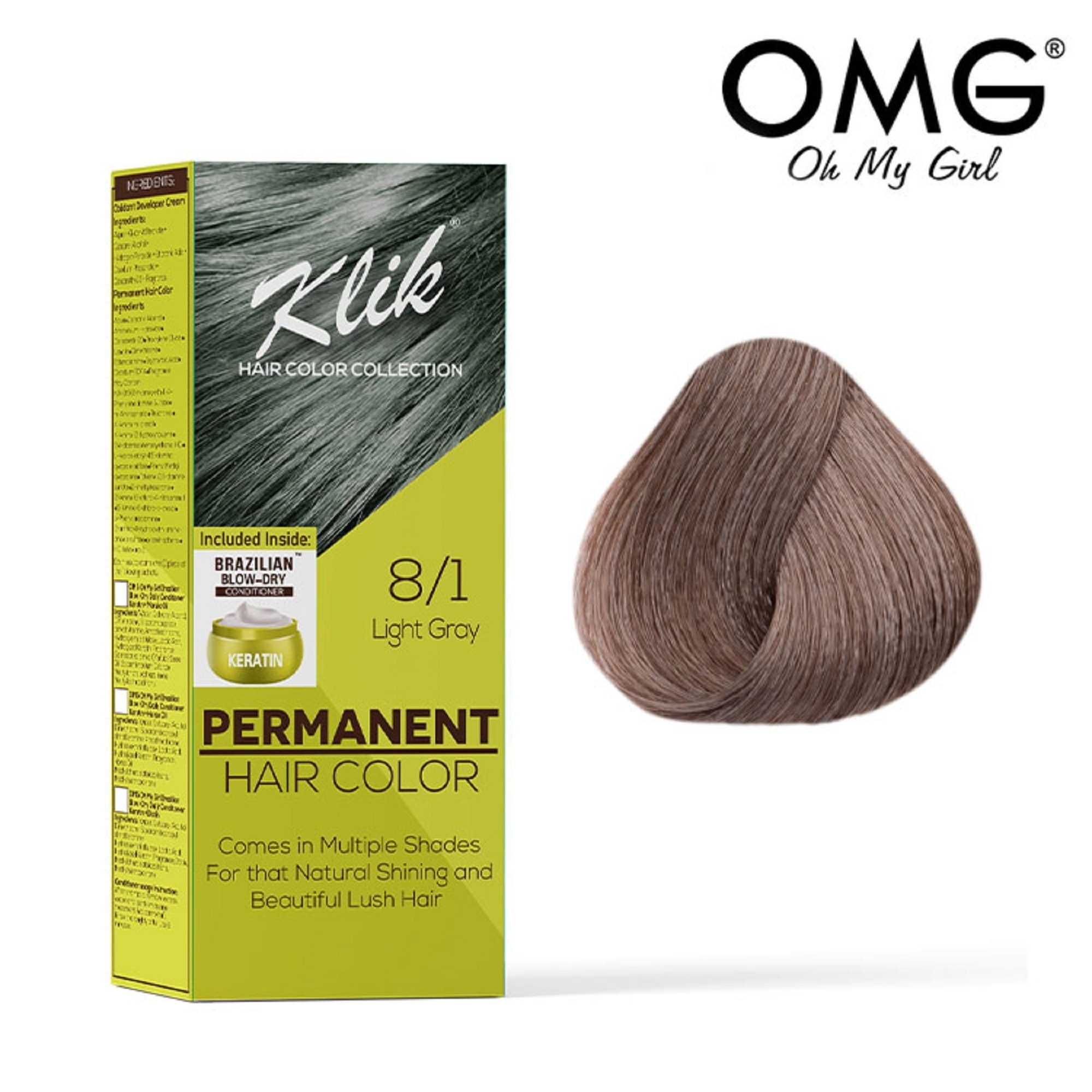 Permanent Hair Color Cream 60ml - 8.10 Light Gray