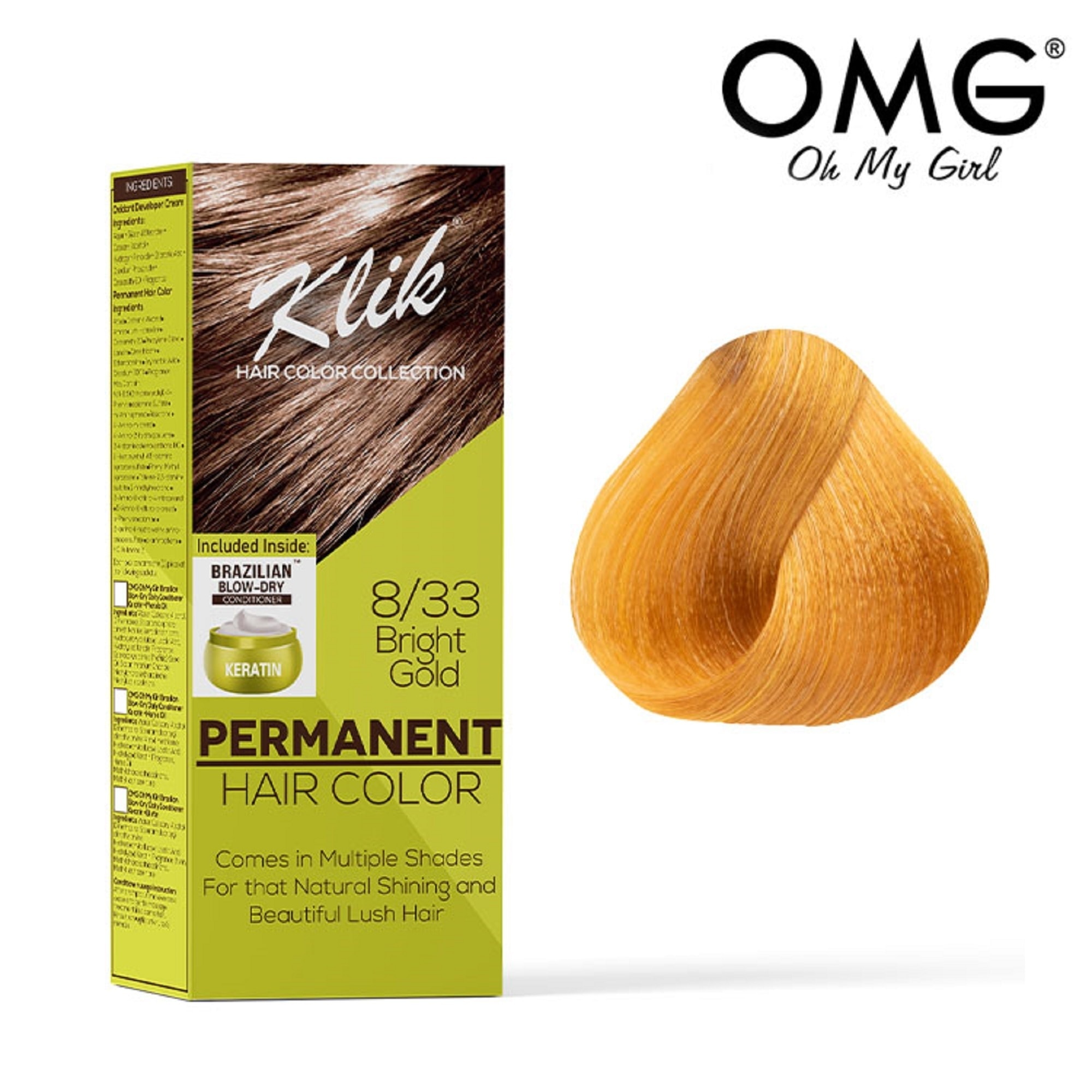 Permanent Hair Color Cream 60ml - 8.33 Bright Gold