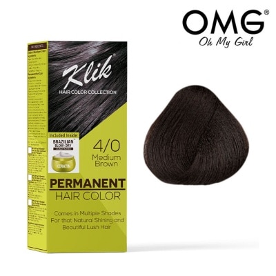 KLIK Permanent Hair Color Cream 60ml - 4.00 Medium Brown