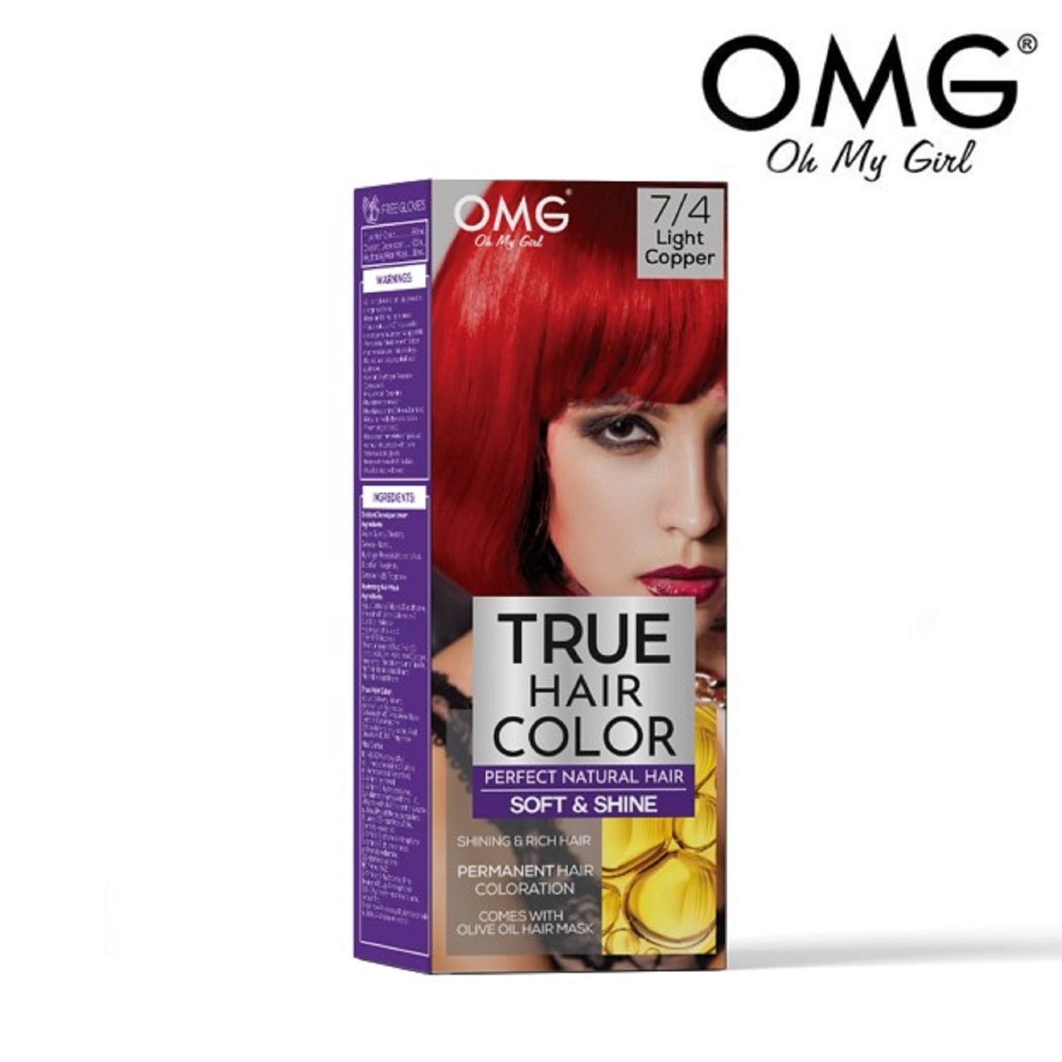 True Hair Color 60ml - 7.40 Light Copper