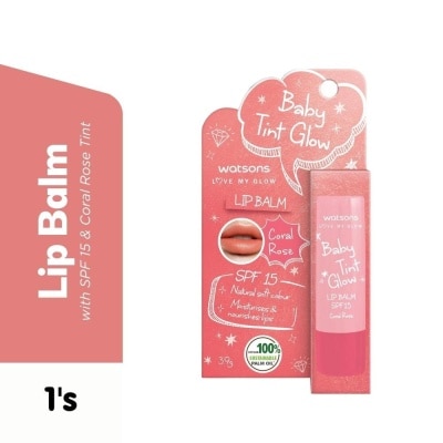 WATSONS Baby Tint Glow Lip Balm Coral Rose SPF15 3.9g