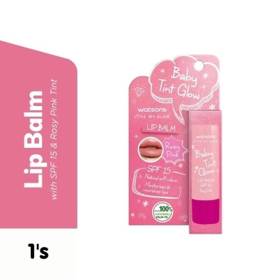 WATSONS Baby Tint Glow Lip Balm Rosy Pink SPF15 3.9g