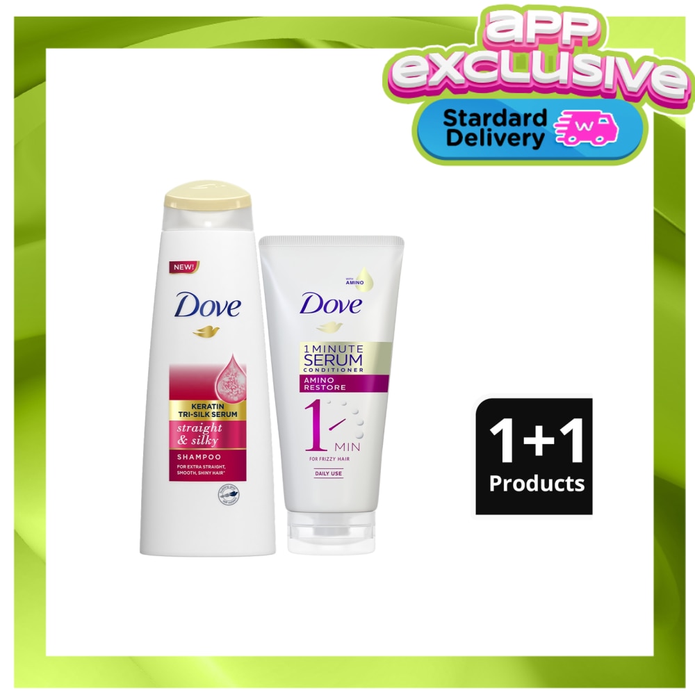 Dove Straight & Silky Shampoo 340ML + Serum Conditioner 300ML