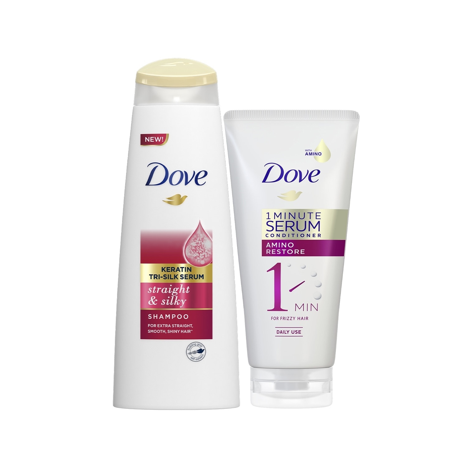 Dove Straight & Silky Shampoo 340ML + Serum Conditioner 300ML