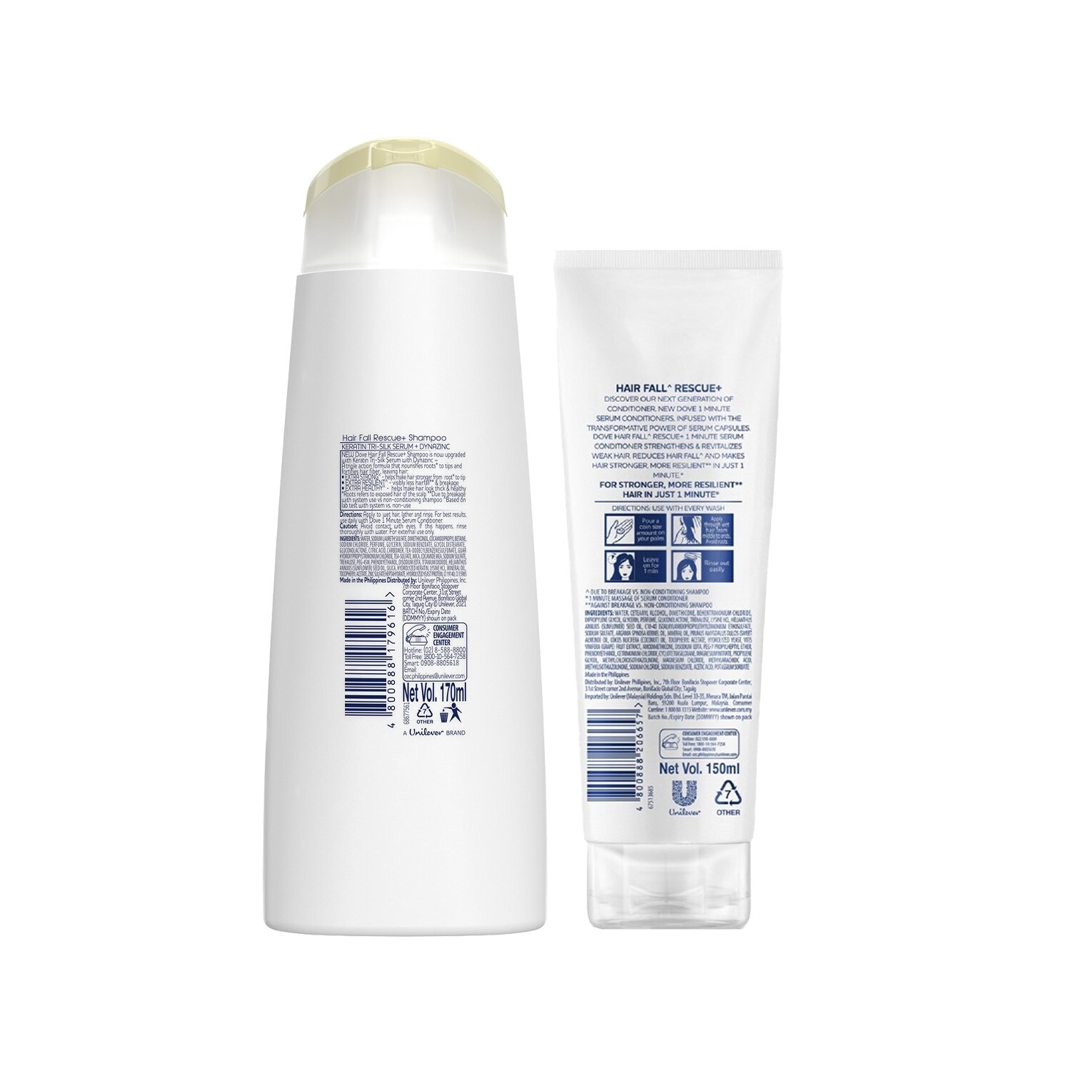 Dove Hairfall Recovery Shampoo 170ML + Hairfall Recovery Serum Conditioner 150ML