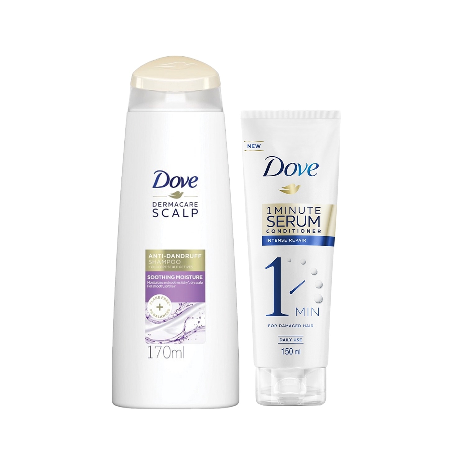 Dove Soothing Moisture Shampoo 170ML + Keratin Repair Serum Conditioner 150ML