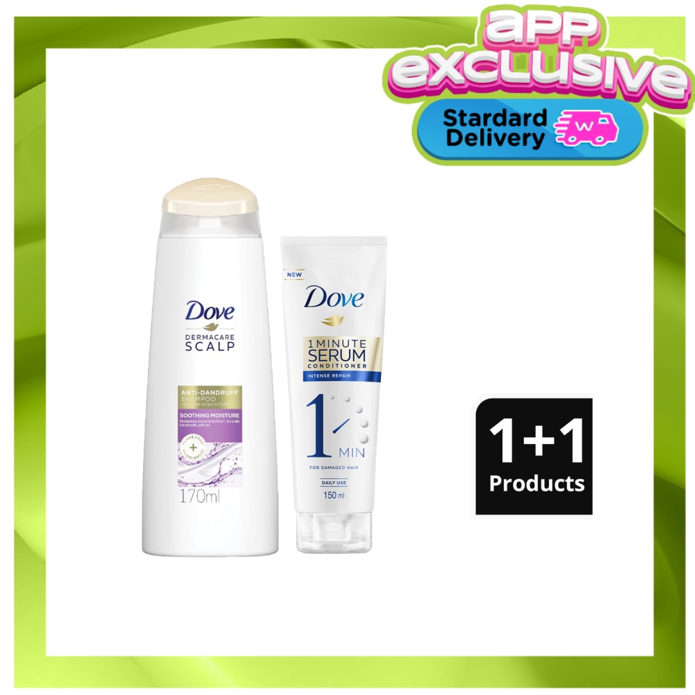 Dove Soothing Moisture Shampoo 170ML + Keratin Repair Serum Conditioner 150ML