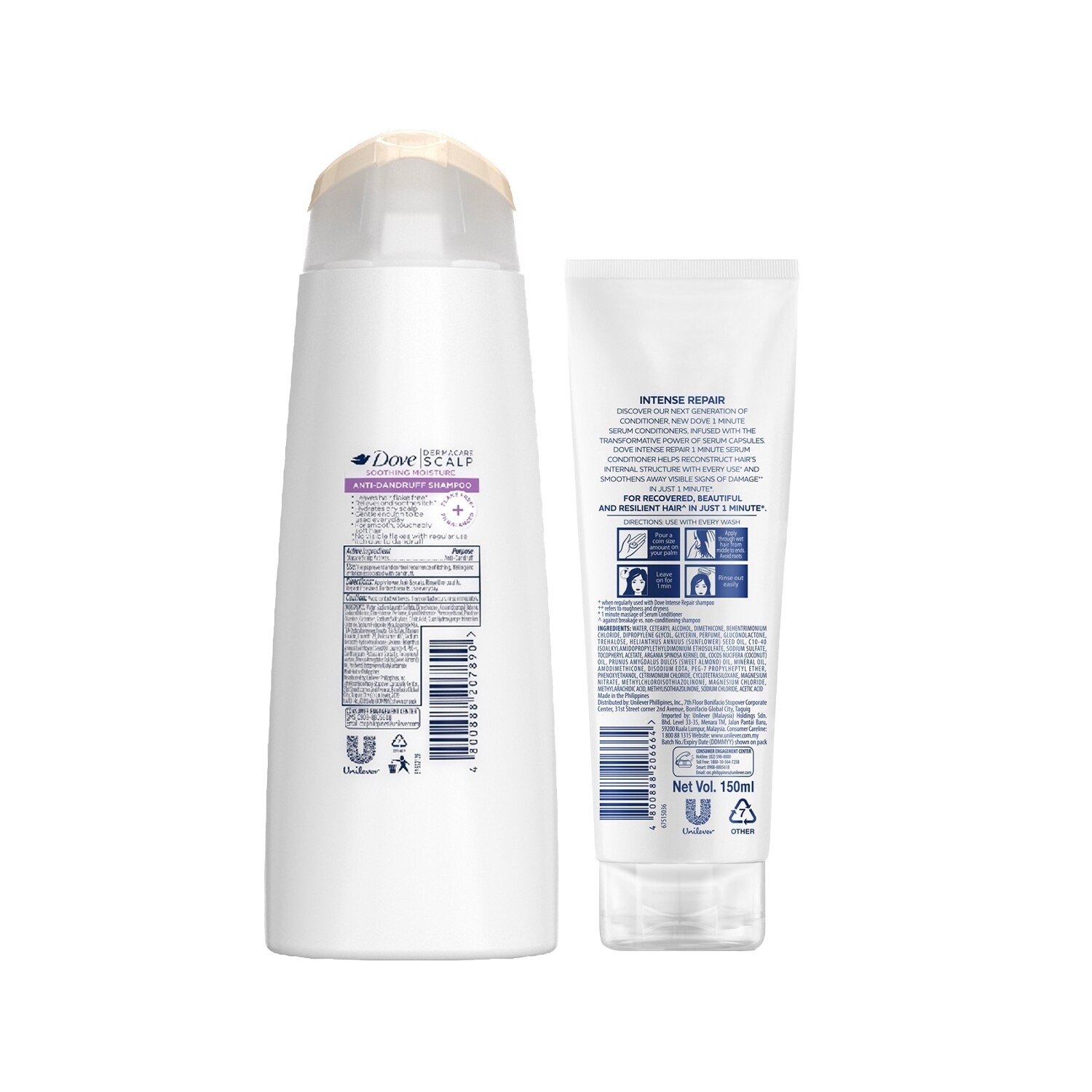 Dove Soothing Moisture Shampoo 170ML + Keratin Repair Serum Conditioner 150ML