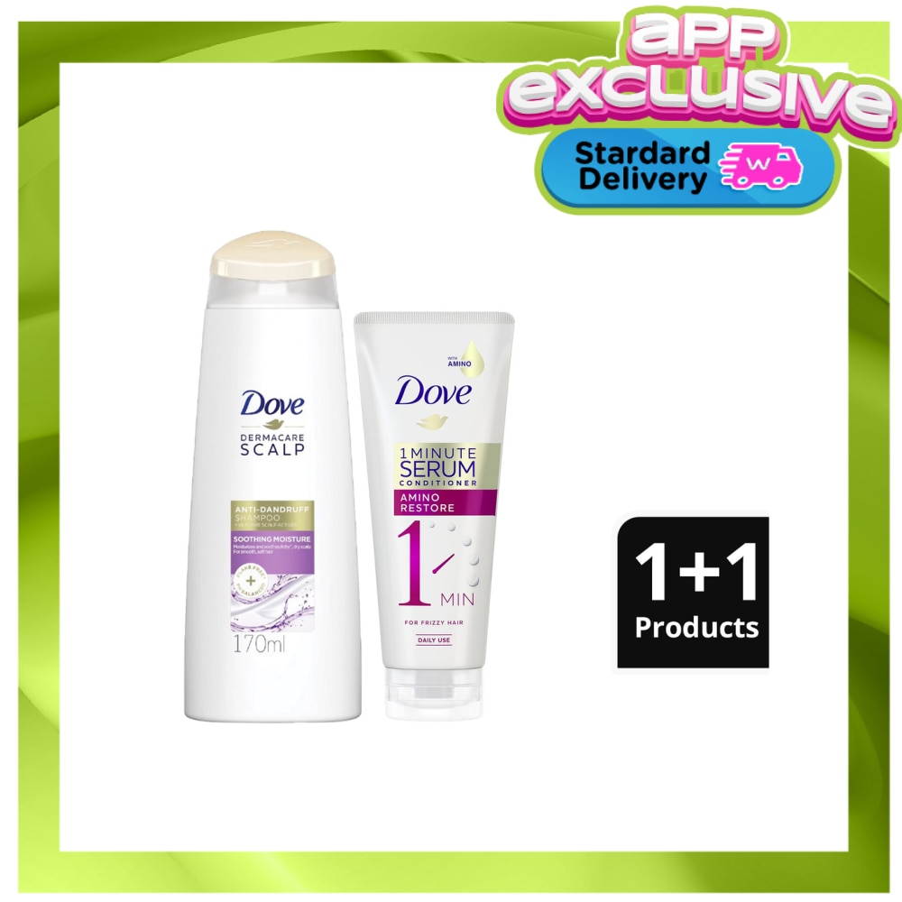 Dove Soothing Moisture Shampoo 170ML + Amino Restore Serum Conditioner 150ML