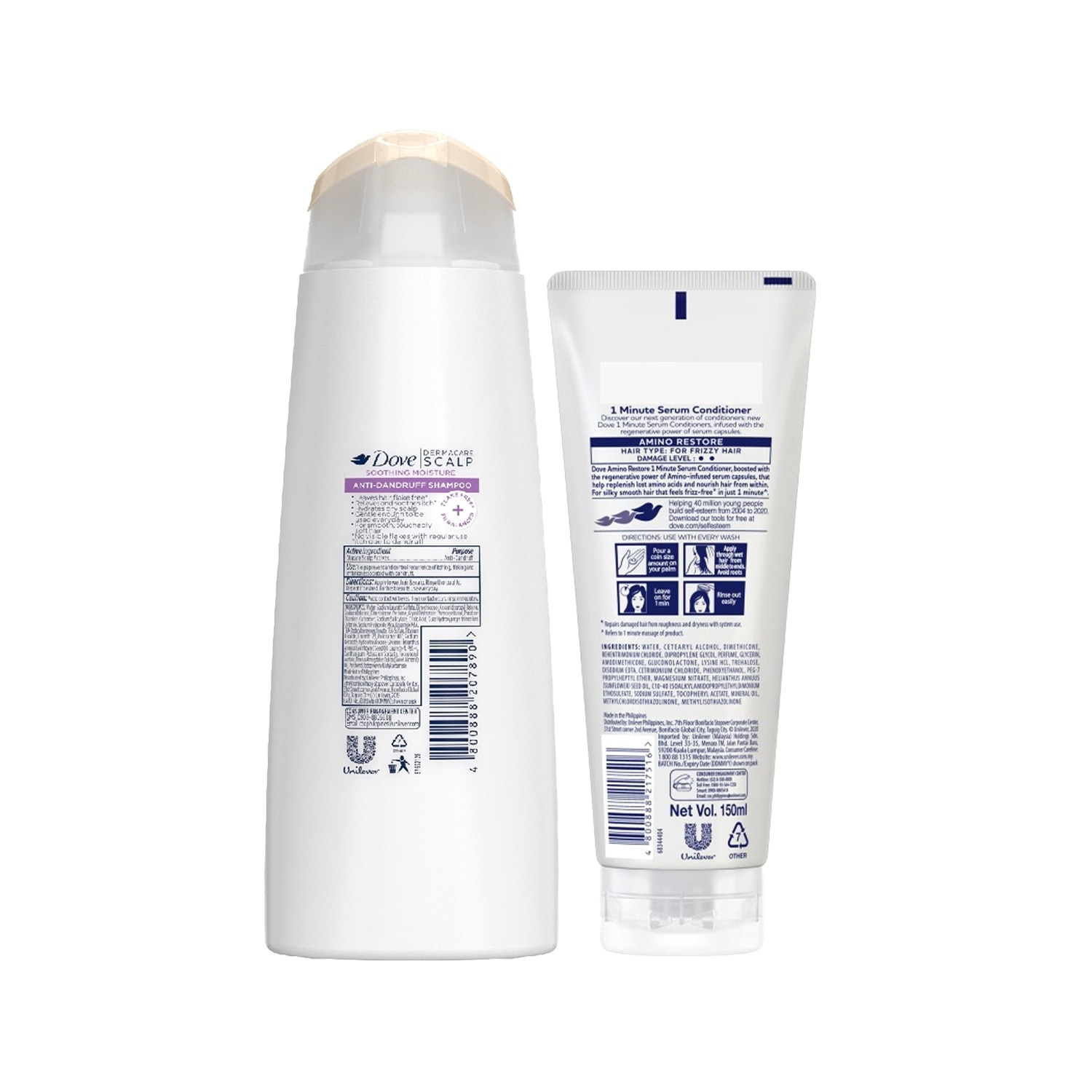 Dove Soothing Moisture Shampoo 170ML + Amino Restore Serum Conditioner 150ML