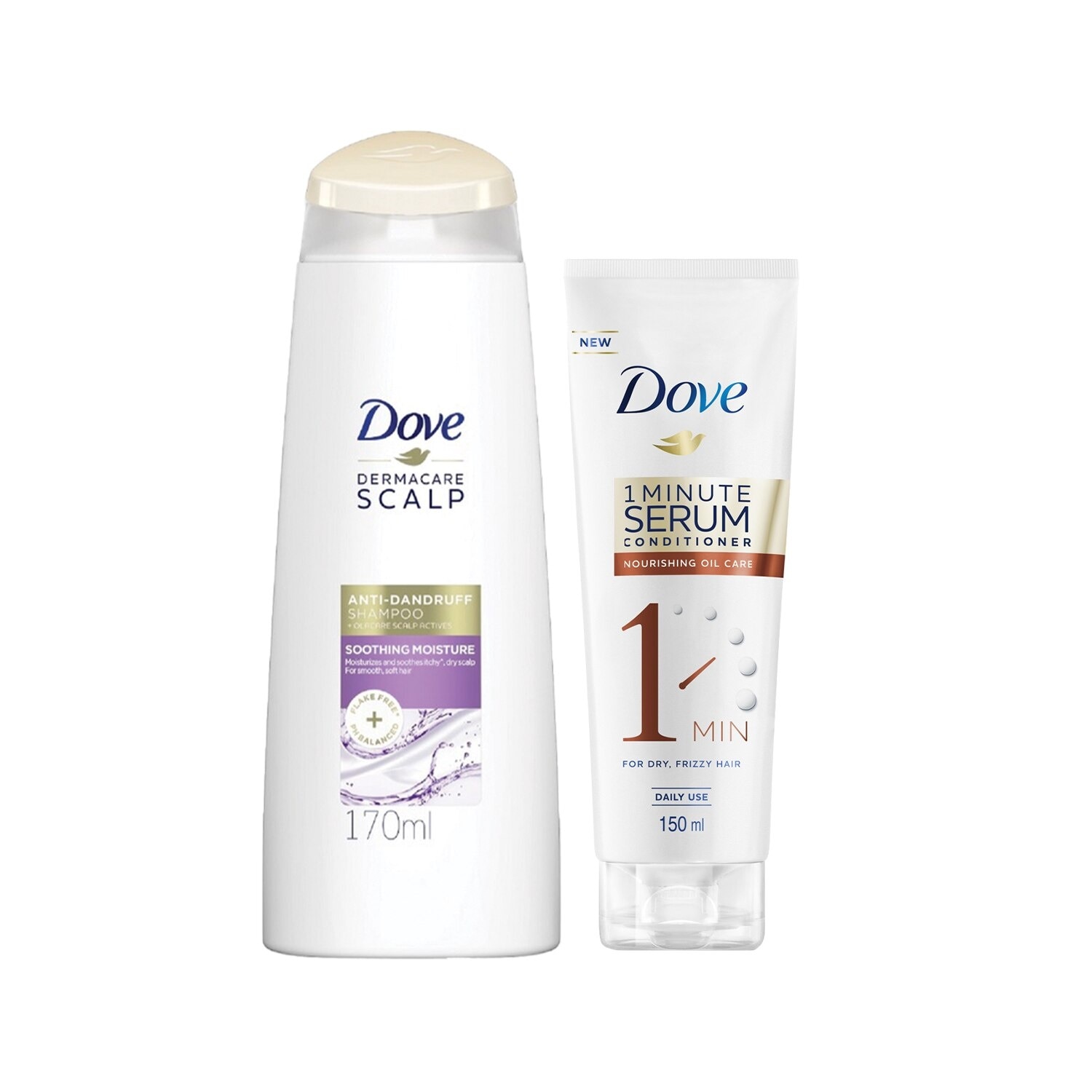 Dove Soothing Moisture Shampoo 170ML + Nourishing Oil Care Serum Conditioner 150ML