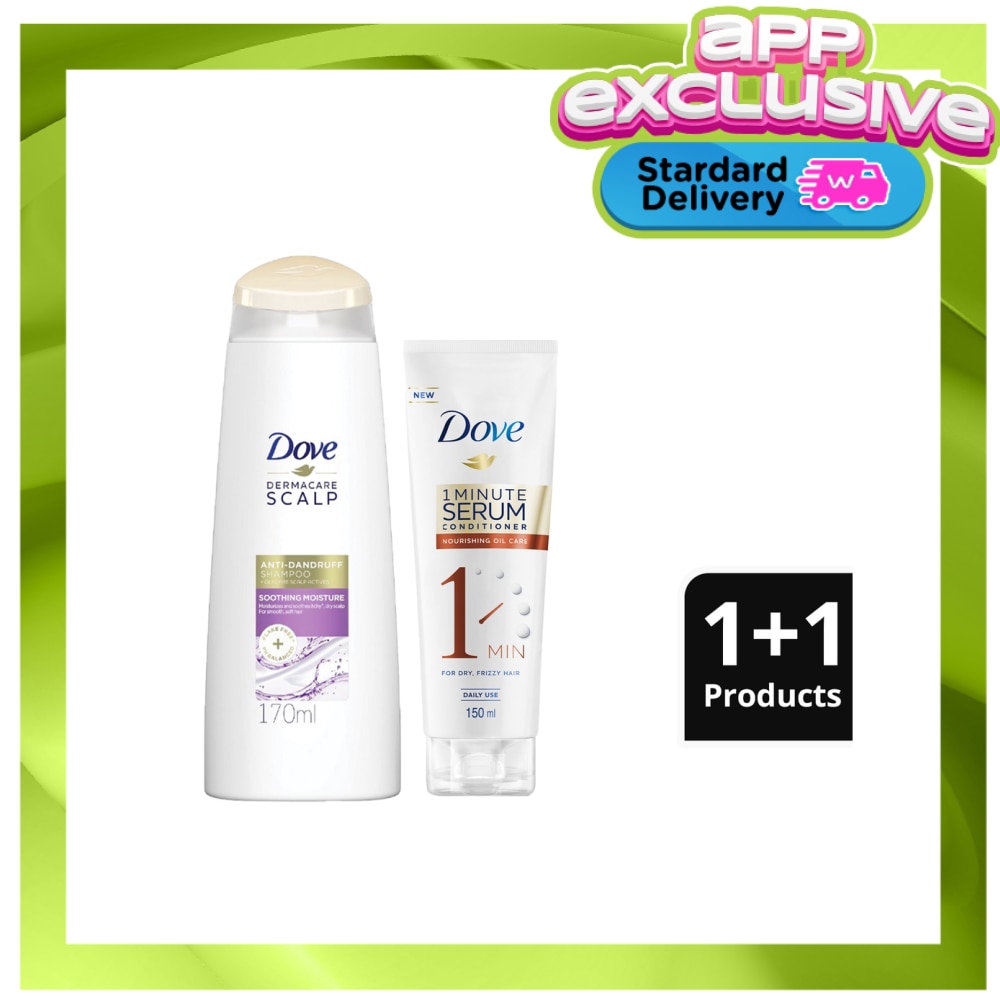 Dove Soothing Moisture Shampoo 170ML + Nourishing Oil Care Serum Conditioner 150ML