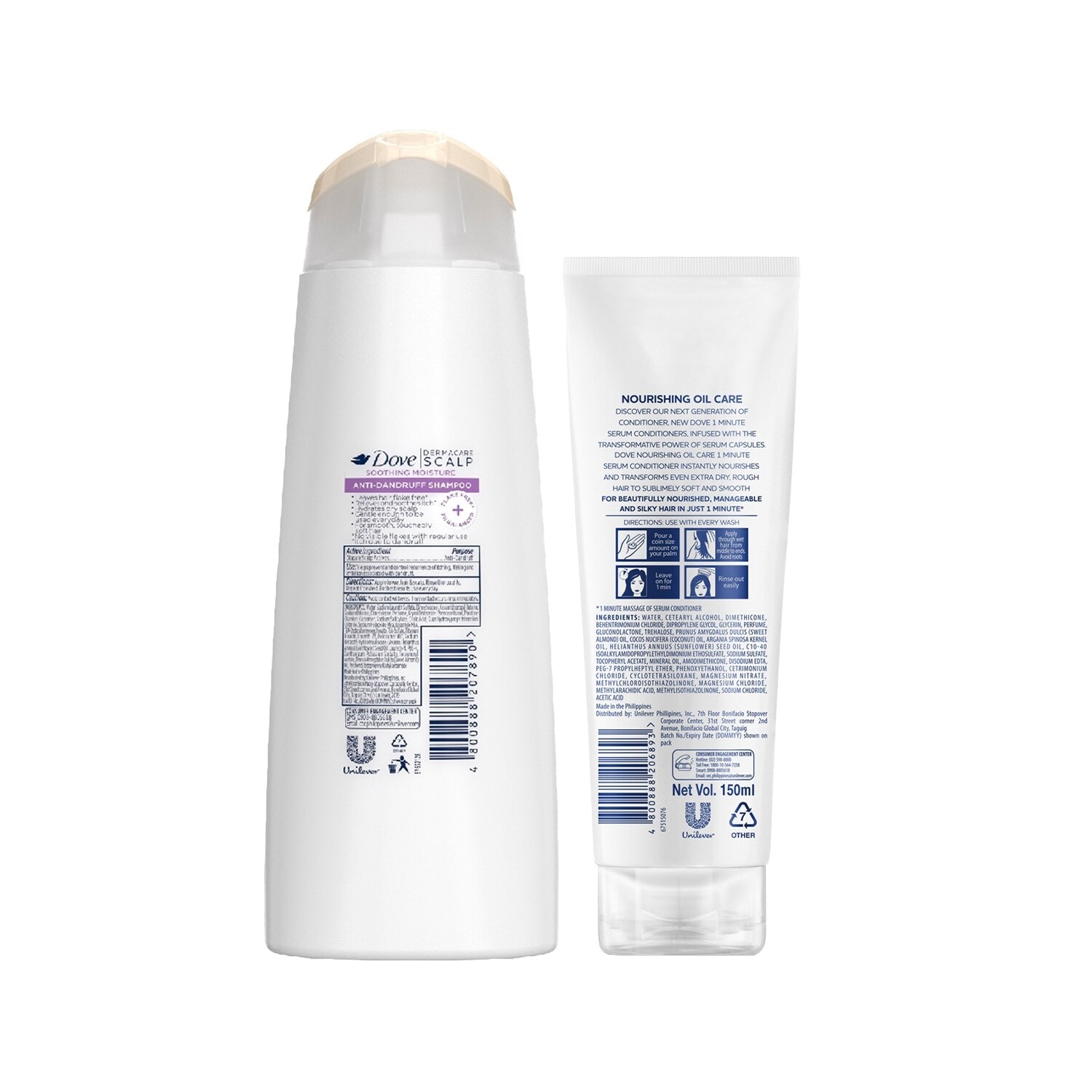 Dove Soothing Moisture Shampoo 170ML + Nourishing Oil Care Serum Conditioner 150ML