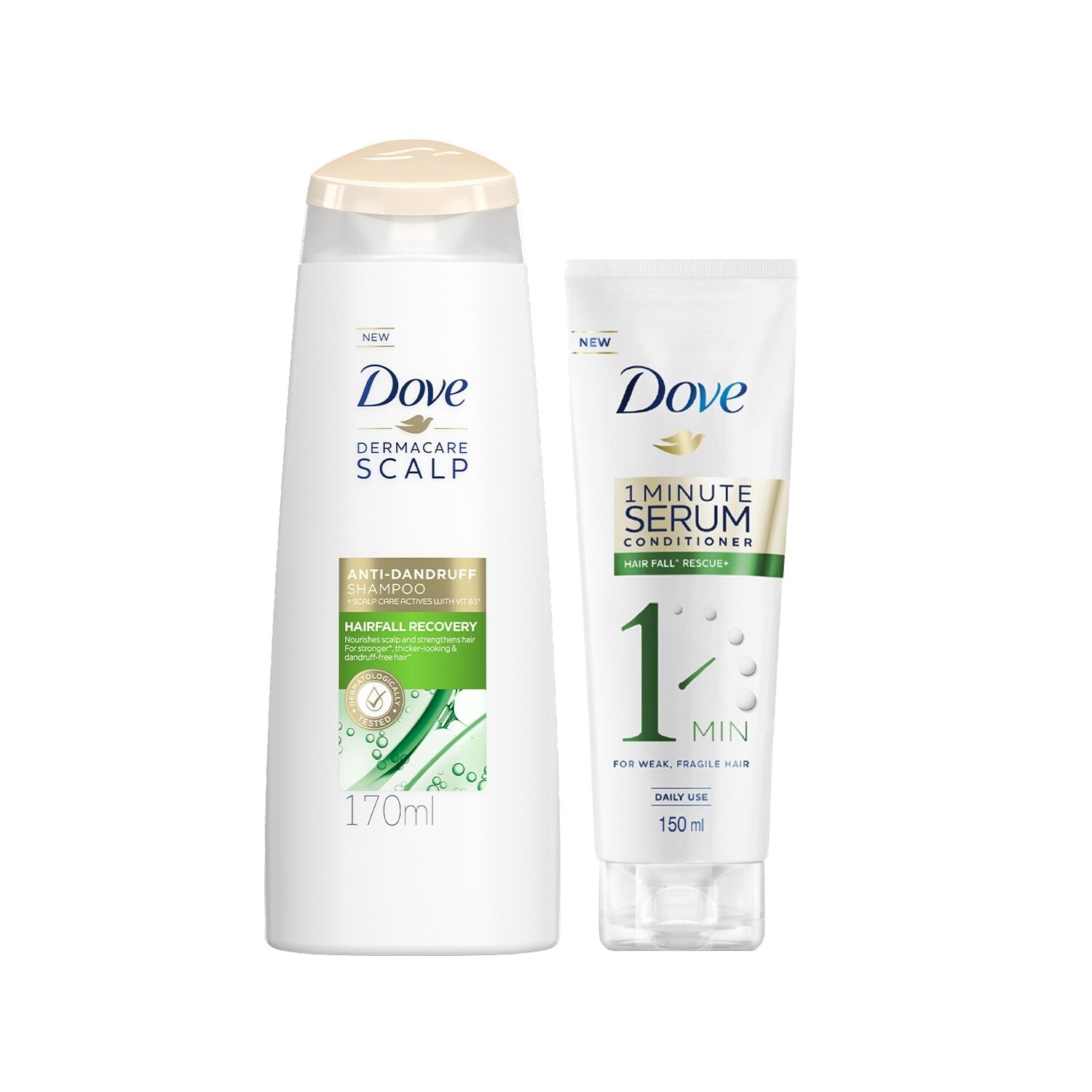 Dove Hairfall Recovery Shampoo 170ML + Hairfall Recovery Serum Conditioner 150ML